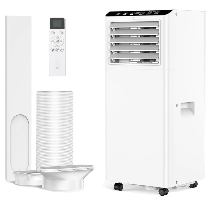 Aparat Aer conditionat mobil, 9000 BTU, mod de somn inteligent, control de la distanta, alb, 28x29x2cm