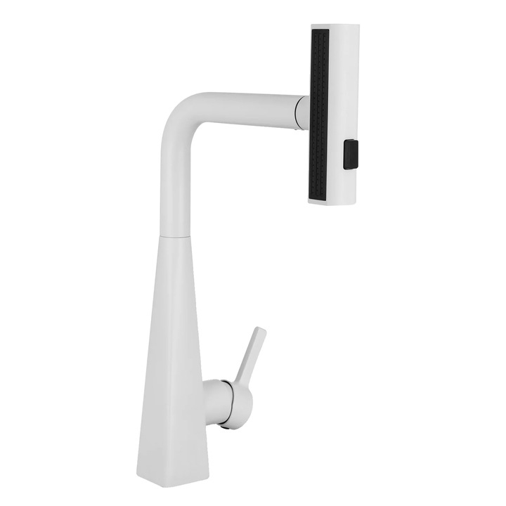 Fürdőszobai csaptelep, három mosási mód, állítható hőmérséklet, fehér, 24x36cm