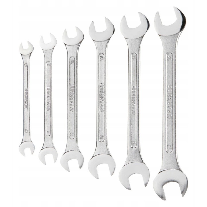 Set chei plate duble Parkside 6-17mm, 6 piese, cromate, 19,5x4,8x3,3cm