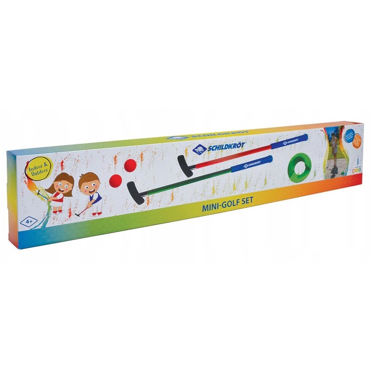 Schildkröt minigolf szett, 2 ütő, 2 labda, beltéri/kültéri, gyermekeknek