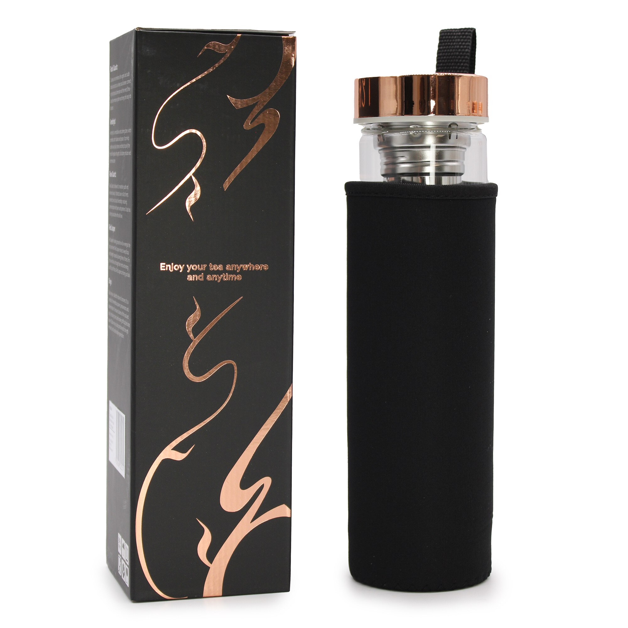 Infuzor Roz Recipient cu infuzor ceai, sticla borosilicata, cu cristale de cuart ...