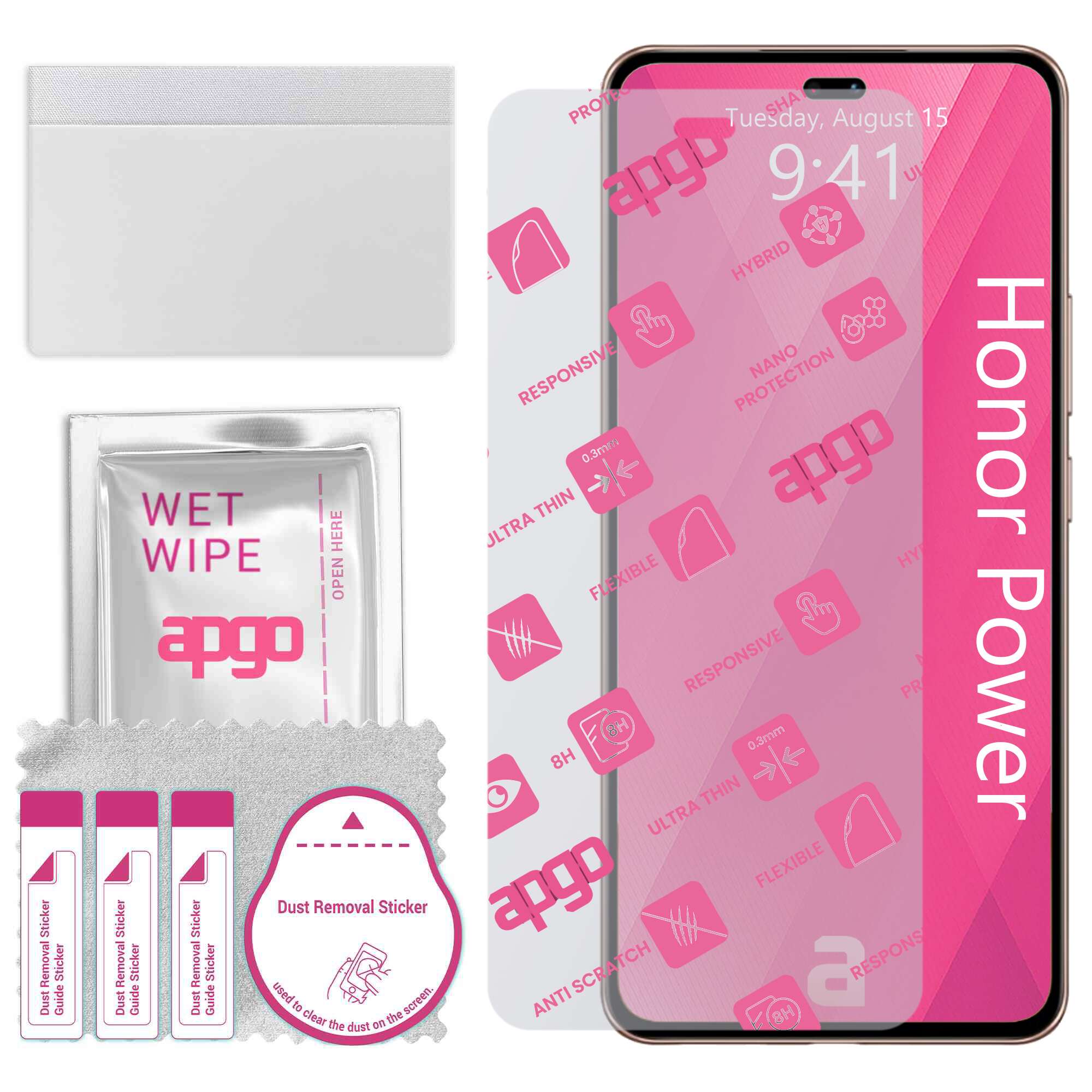 Sticla de protectie apgo pentru Honor Power – sticla hibrida, securizata pentru display, lucioasa, flexible Hybrid Glass, full glue