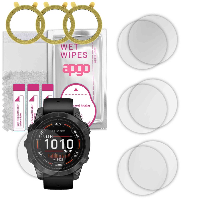 Set de 6 folii de protectie pentru ceas Garmin epix Pro (Gen 2) Standard i Sapphire Edition 51 mm – apgo, folie securizata, hidrogel, lucioasa, anti-zgarieturi, protectie profesionala ecran