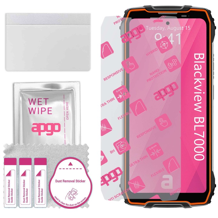 Sticla de protectie apgo pentru Blackview BL7000 – sticla hibrida, securizata pentru display, lucioasa, flexible Hybrid Glass, full glue