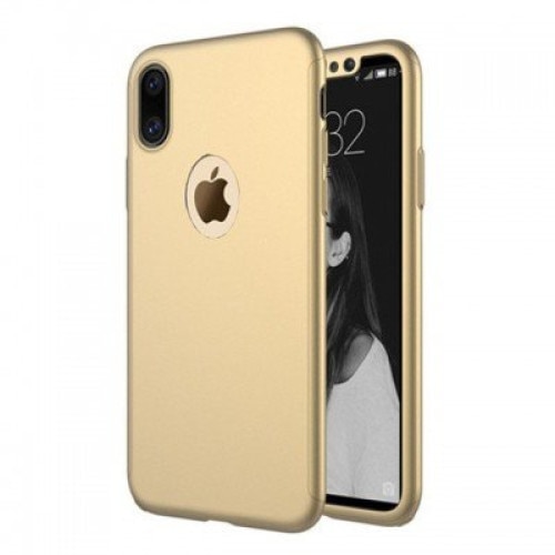 Husa Full Cover 360° (fata + spate) pentru Apple iPhone X, auriu