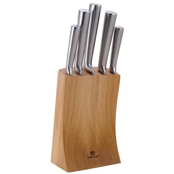 Set de cutite cu lama inox si suport din lemn KingHoff KH-1153, 6 piese Set de cutite cu lama inox si suport din lemn KingHoff KH-1153, 6 piese