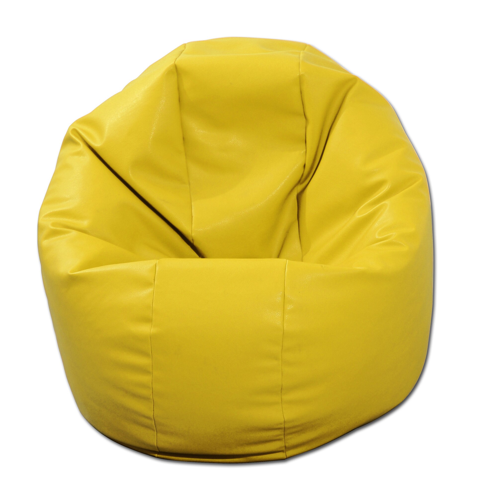 Fotoliu pentru Copii, 2-14 ani, Relaxo - Galben (piele eco) umplut cu perle polistiren, Fabricat in Romania