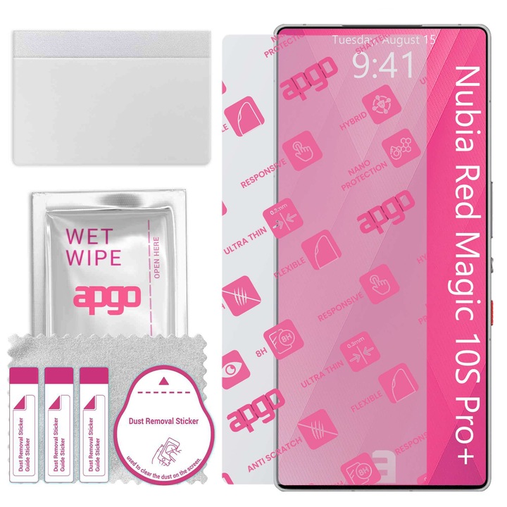 Sticla de protectie apgo pentru Nubia Red Magic 10S Pro+Plus – sticla hibrida, securizata pentru display, lucioasa, flexible Hybrid Glass, full glue