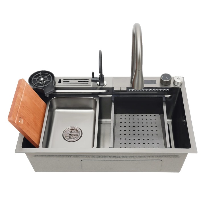 Chiuveta bucatarie, rectangulara, inox, 75x46x22cm, argintie