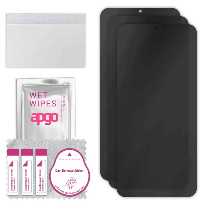 3x Sticla de protectie PRIVACY apgo pentru Xiaomi Redmi Note 8 – sticla hibrid, full glue, flexible glass