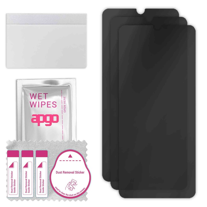 3x apgo PRIVACY защитно стъкло за Vivo Y11s – хибридно стъкло, пълно лепило, гъвкаво стъкло