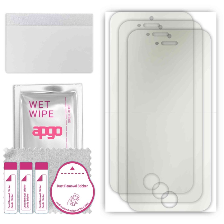 3x folie de protectie MAT MATTE apgo pentru Apple iPhone SE 2016 – autoadeziva, afisare completa, hidrogel, anti-zgarieturi, full glue, 5D