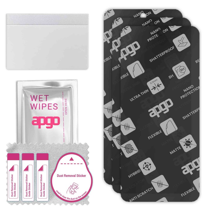 3x APGO MATTE хибридно защитно стъкло, съвместимо с LG K52, гъвкаво нано стъкло, отличен заместител на закалено стъкло, устойчиво на надраскване