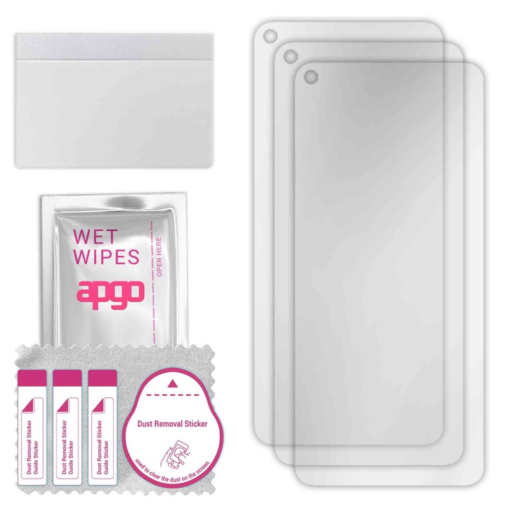 3x apgo протектор за екран за Motorola Moto G9 Plus - цял дисплей, гланцов, хидрогел, пълно лепене, 5D