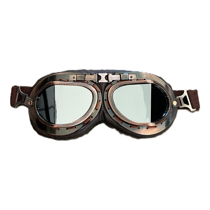 Ochelari moto/ski RETRO rama maro lentila argintiu