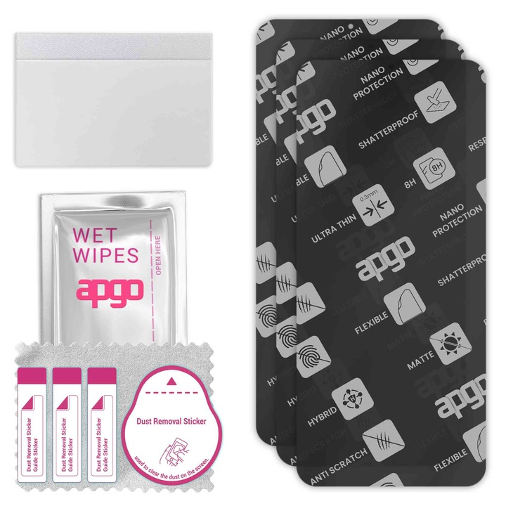 3x apgo MATTE sticla de protectie hibrida compatibila cu Wiko View4 Lite, sticla nano flexibila, inlocuire excellenta pentru sticla temperata, rezistenta la zgarieturi