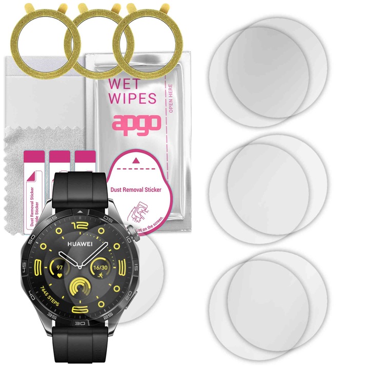 Set 6 folii de protectie pentru ceas Huawei Watch GT4, Hidrogel, 46 mm