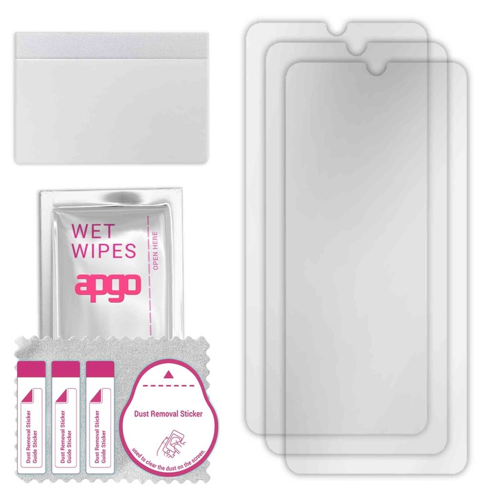 3x apgo протектор за екран за Vivo Y11s – цял дисплей, гланцов, хидрогел, пълно лепене, 5D