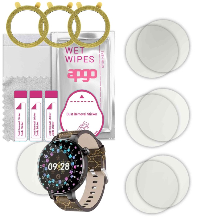 Set 6 folii protectie hidrogel APGO MATTE pentru ceas Kumi GT6 Pro, ultra-subtire, anti-zgarieturi