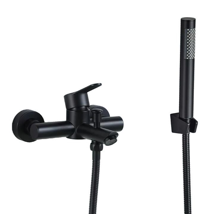 Zuhanycsaptelep, kerámia, egykaros, klasszikus stílusú, fekete, komplett B szett