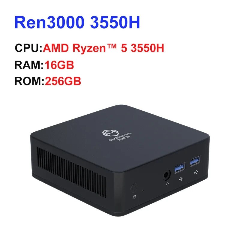Ryzen 5 3550H ミニPC SSD 256GB 8GB Mini PC, AMD Ryzen 5 3550H, 16GB RAM, 256GB SSD, compact - eMAG.ro