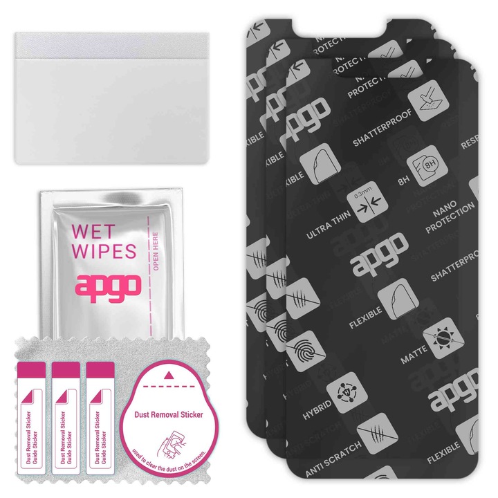 3x APGO MATTE хибридно защитно стъкло, съвместимо с Doogee X60L, гъвкаво нано стъкло, отличен заместител на закалено стъкло, устойчиво на надраскване