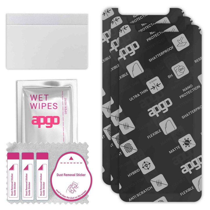 3x APGO MATTE хибридно защитно стъкло, съвместимо с Cubot J5, гъвкаво нано стъкло, отличен заместител на закалено стъкло, устойчиво на надраскване