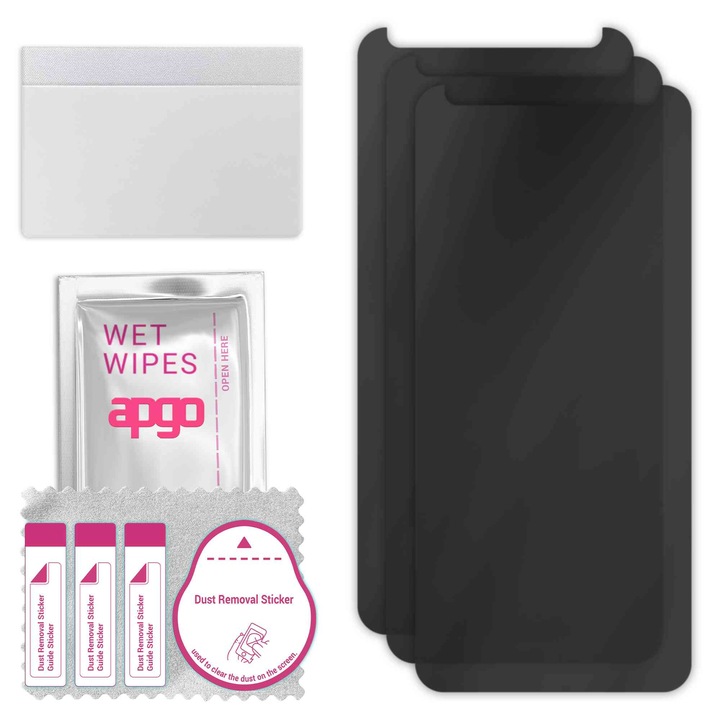 3x защитно стъкло PRIVACY apgo за Cubot J7 – хибридно стъкло, пълно лепило, гъвкаво стъкло