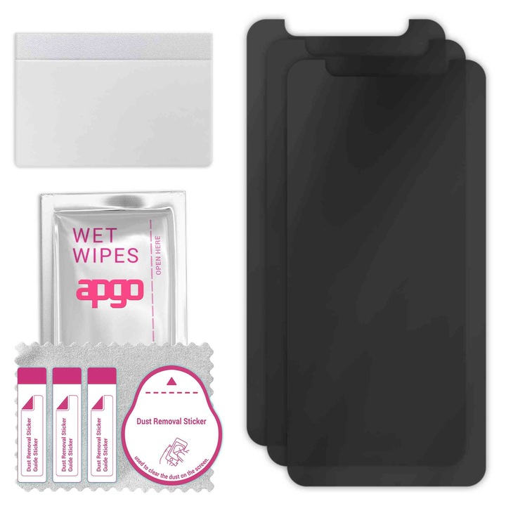 3x защитно стъкло PRIVACY apgo за Cubot J5 – хибридно стъкло, пълно лепило, гъвкаво стъкло