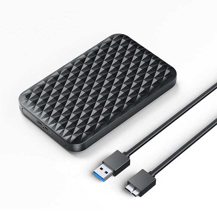 Carcasa HDD/SSD Orico 2520U3-V1, 2.5'', 5Gb/s, neagra, suporta pana la 6TB, set complet