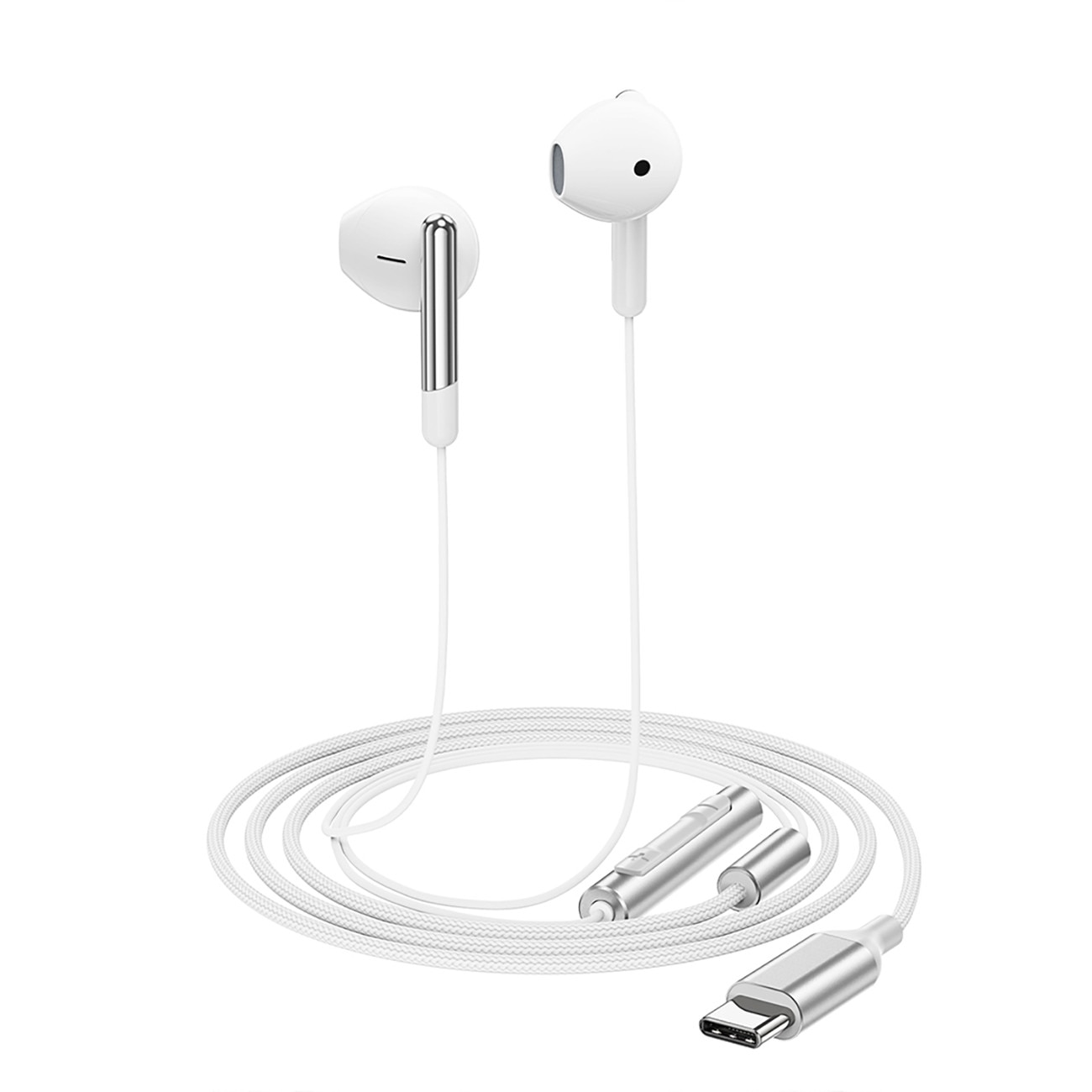 Casti Flexibile cu Fir, Half-in-ear, USB-C, Microfon, 1.2m - Acefast (L3) - White