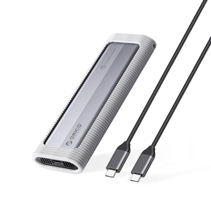 Carcasa pentru hard disk Orico AXM2F M.2 SATA SSD, 4TB, 5Gbps, USB-C, gri, 137x45.8x17.8mm