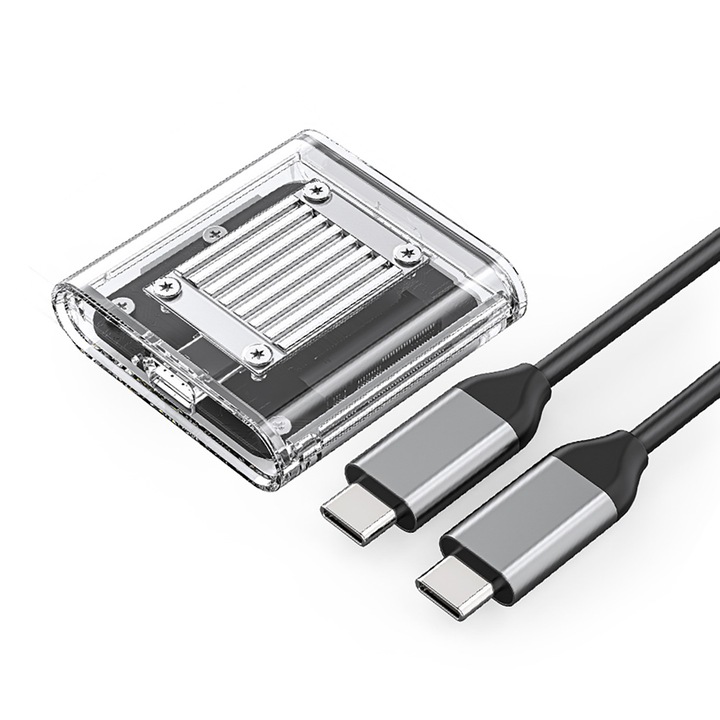 Carcasa pentru SSD Orico TC20-M2-10G, USB-C, 10Gb/s, transparenta, 46x46x12mm