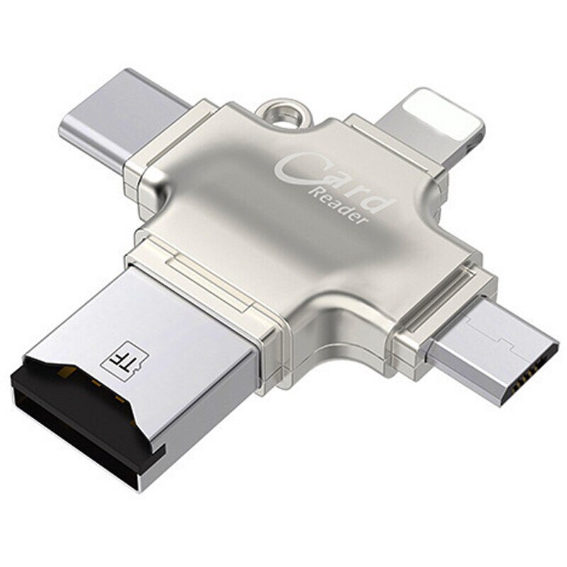 Card Reader iUni iDragon 4 in 1 Lightning, MicroUSB, Type-C si USB, pentru iPhone, iPad, iPod