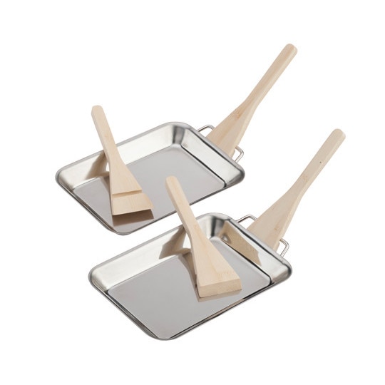 Tava grill LANDMANN pentru topit, 2 bucati ,din inox plus 4 raclete de bambus