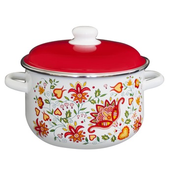Oala emailata ruseasca VISIVKA 5,5L 22cm cu capac emailat Oala emailata ruseasca VISIVKA 5,5L 22cm cu capac emailat