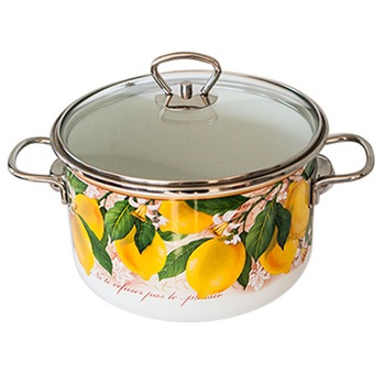 Oala emailata ruseasca LIMON 5 L capac sticla MN012920 Oala emailata ruseasca LIMON 5 L capac sticla MN012920