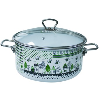 Oala emailata ruseasca GREEN LIEF 5 L 24cm capac sticla MN012935 Oala emailata ruseasca GREEN LIEF 5 L 24cm capac sticla MN012935