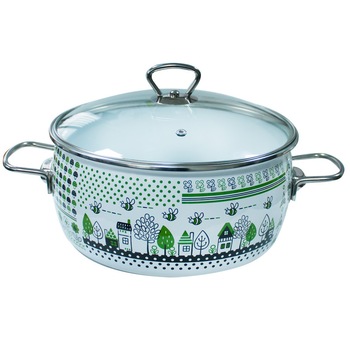 Oala emailata ruseasca GREEN LIEF 5 L 24cm capac sticla MN012981 Oala emailata ruseasca GREEN LIEF 5 L 24cm capac sticla MN012981