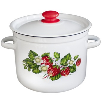 Oala emailata cu capac NOVOMOSKOVSK 9L decor ZEMLENIKA Oala emailata cu capac NOVOMOSKOVSK 9L decor ZEMLENIKA