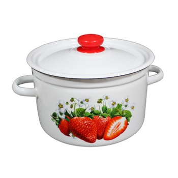 Oala emailata cu capac NOVOMOSKOVSK 4,5L décor KLUBNIKA Oala emailata cu capac NOVOMOSKOVSK 4,5L décor KLUBNIKA