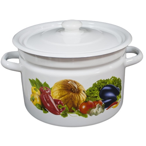 Oala emailata cu capac NOVOMOSKOVSK 9L decor UROJAI