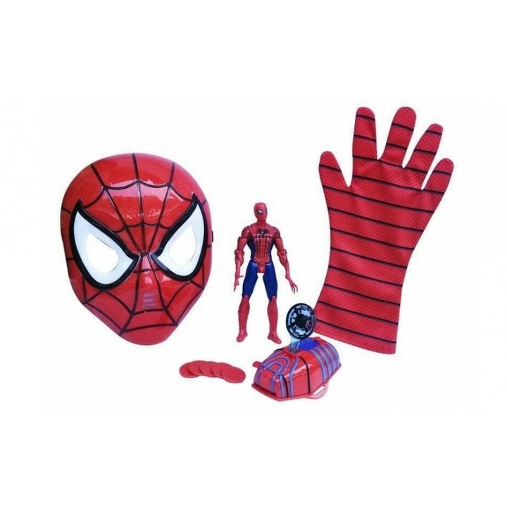 Jucarie Spiderman+masca+manusa+lansator