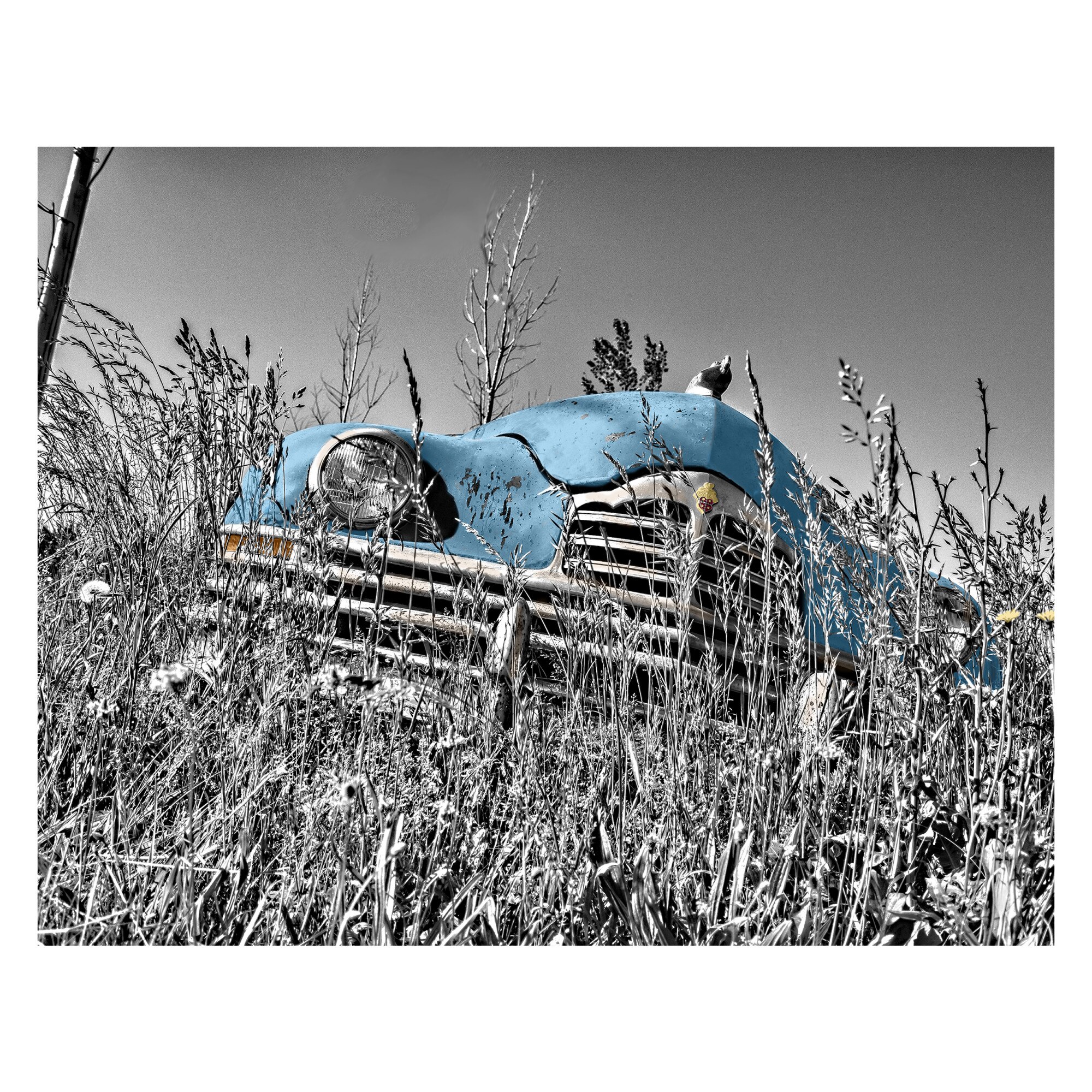 Tablou Canvas Artantida - Old car Blue2 80x60 cm
