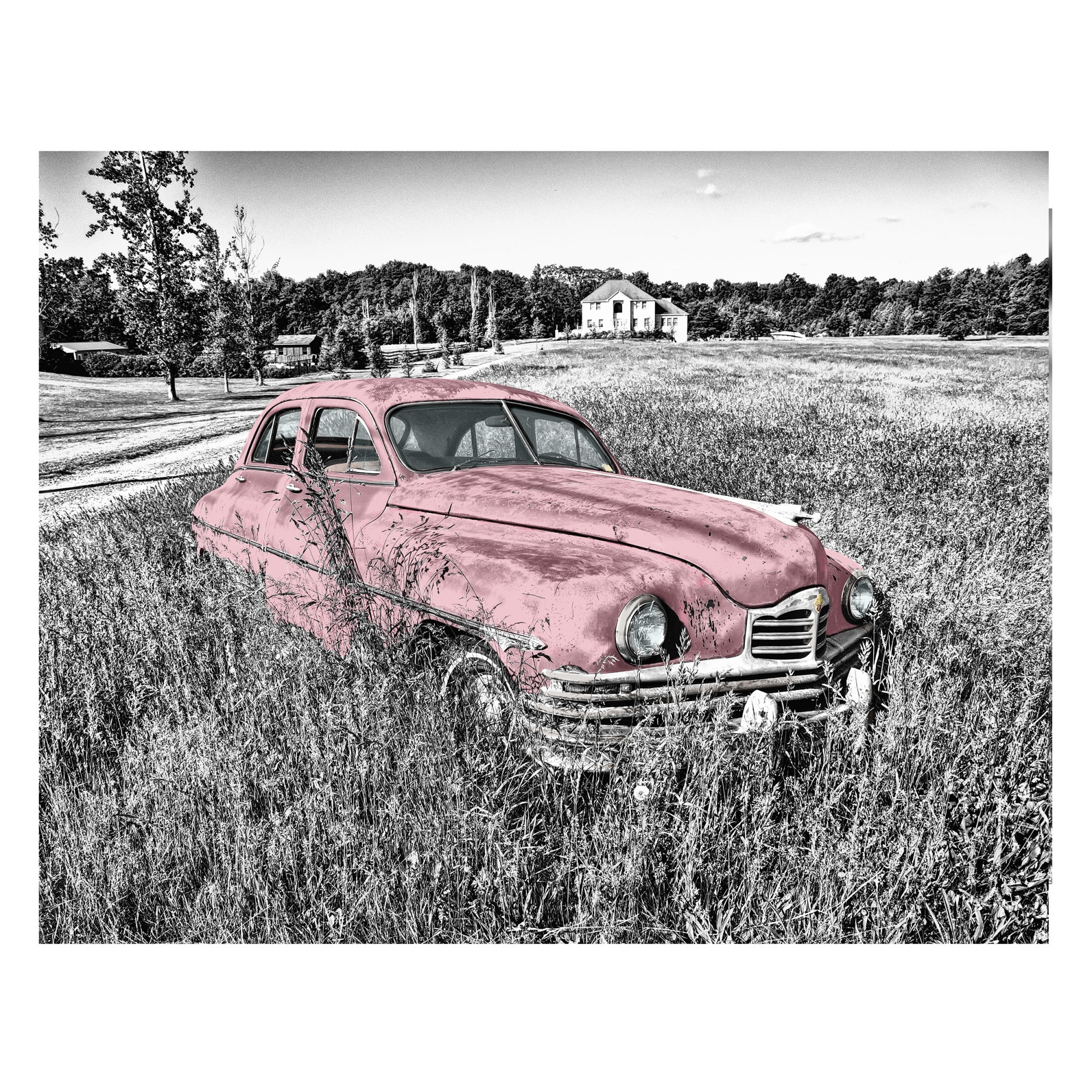 Tablou Canvas Artantida - Old car Pink 80x60 cm