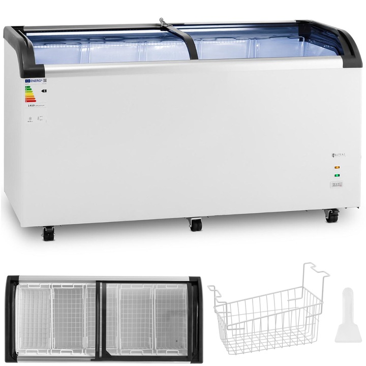 Congelator cu usi glisante, Royal Catering, 445 L, 248 W, 5 Cosuri, Alb