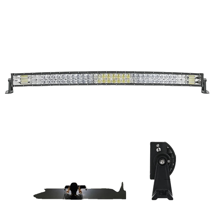 Bara de lumina, 42 inch, duala, combo, IP68, curbata, fara fir