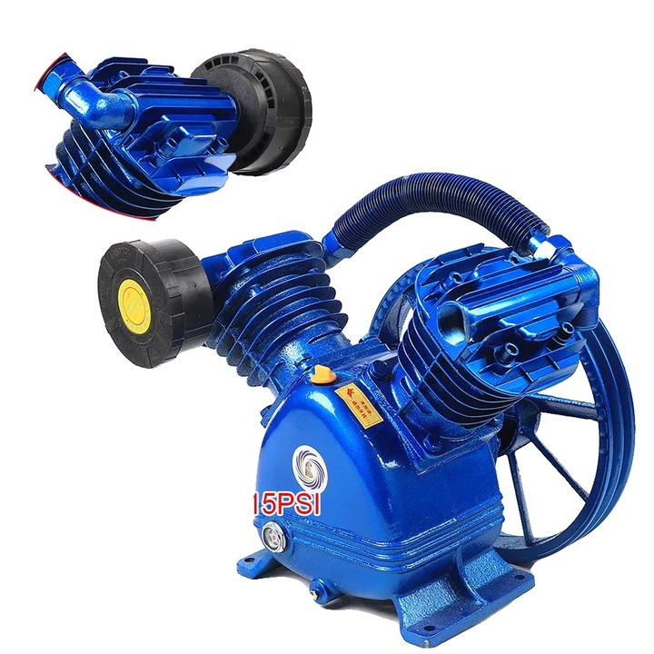 Compresor aer 2 cilindri, durabil, eficient, negru, 21x115cm