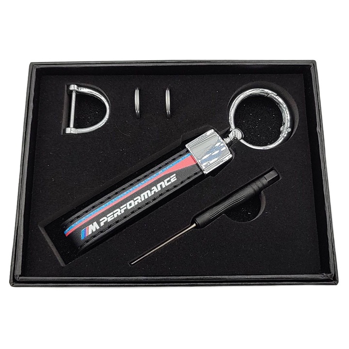 Breloc auto, ATA, Piele / Metal, BMW, Negru