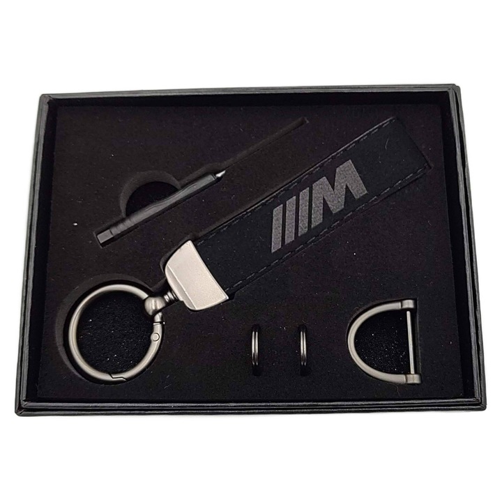 Breloc de cheie, ATA, Piele, BMW M-POWER, Negru